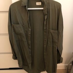 Aritzia community Plymouth olive button down shirt